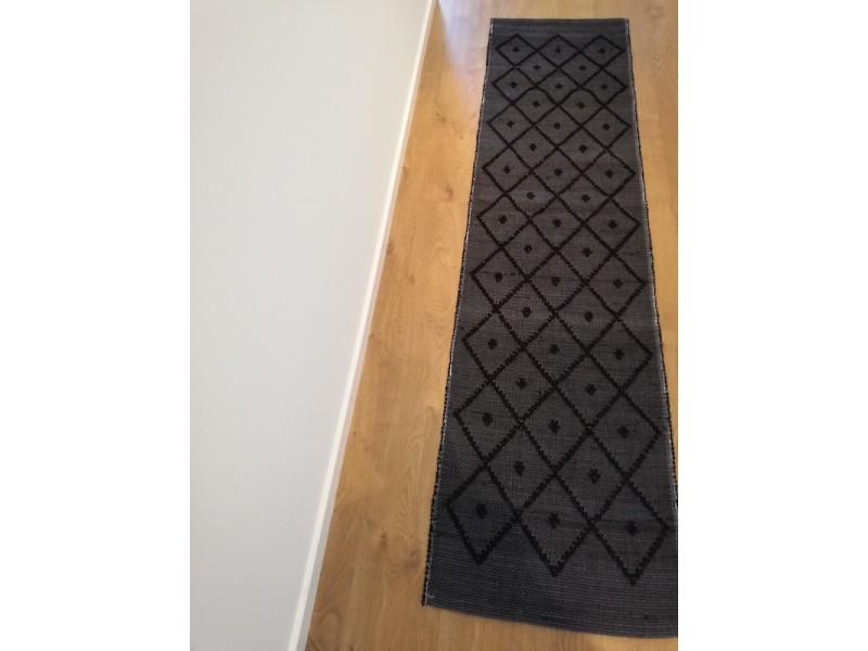 (Esgotado) Passadeira de Puxados cor preto 100% algodão - 50x200 cm