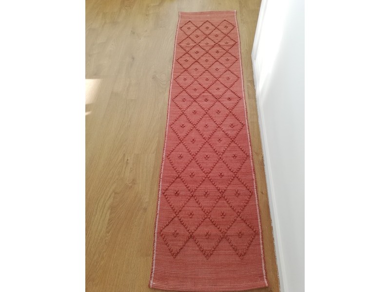 (Esgotado) Passadeira artesanal de puxados 50x200 cor telha - 100% algodão